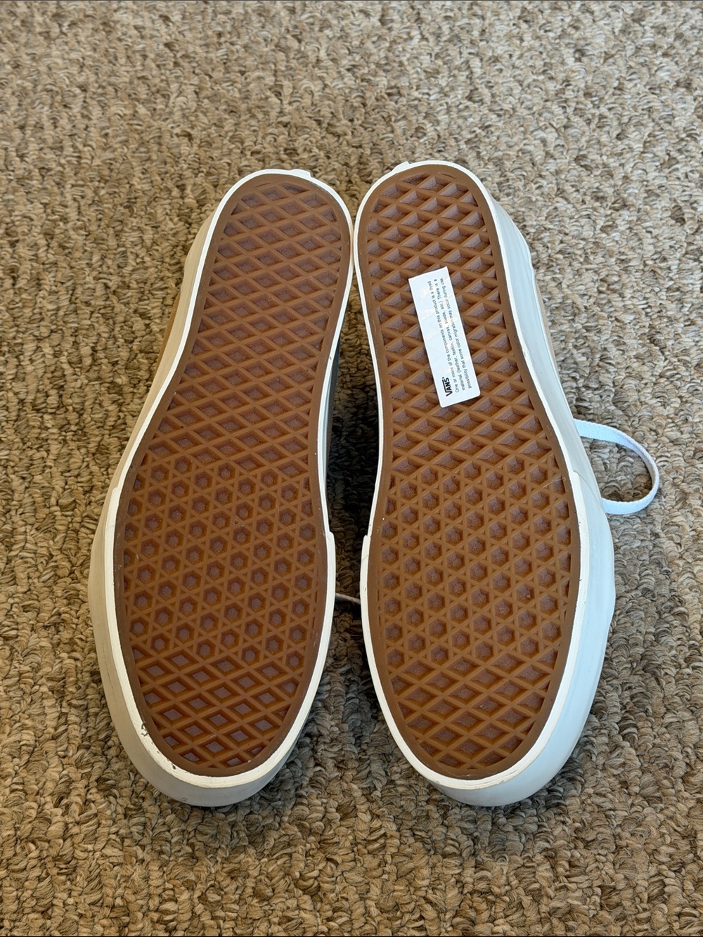 NWOT Vans Platform Sneakers in Tan with White Stripe - Picture 4 of 4